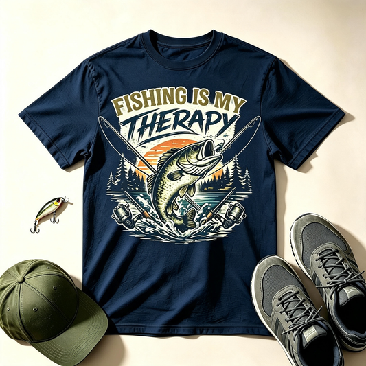 Fishing Is My Therapy T-Shirt — Vintage Bass Angler Tee