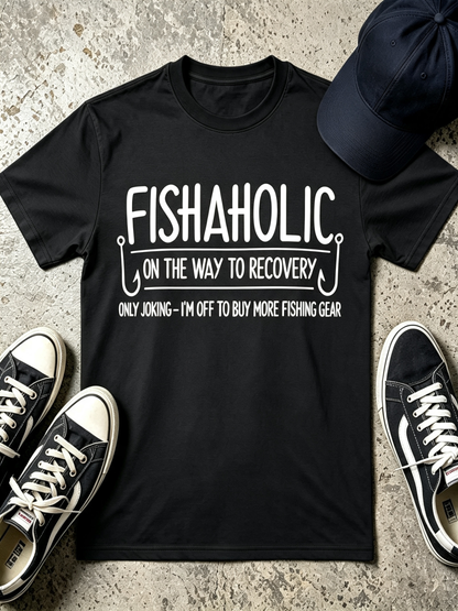 Fishaholic T-Shirt — Funny Fishing Tee (“On the Way to Recovery”)