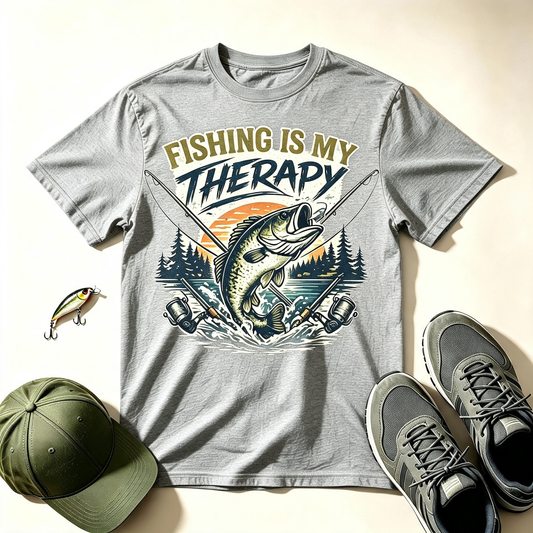 Fishing Is My Therapy T-Shirt — Vintage Bass Angler Tee