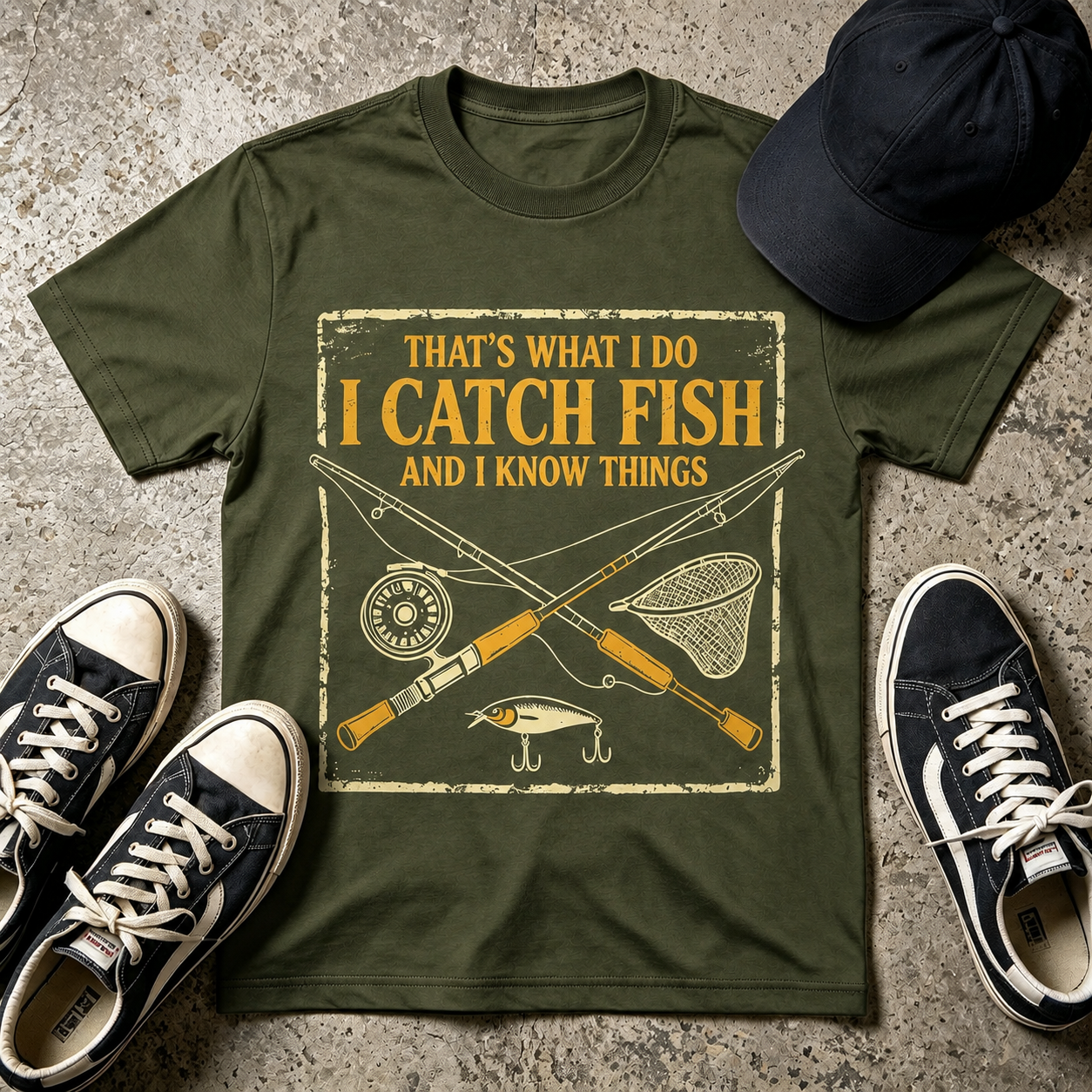 Fishing T-Shirt — "That's What I Do I Catch Fish and I Know Things" Funny Angler Tee