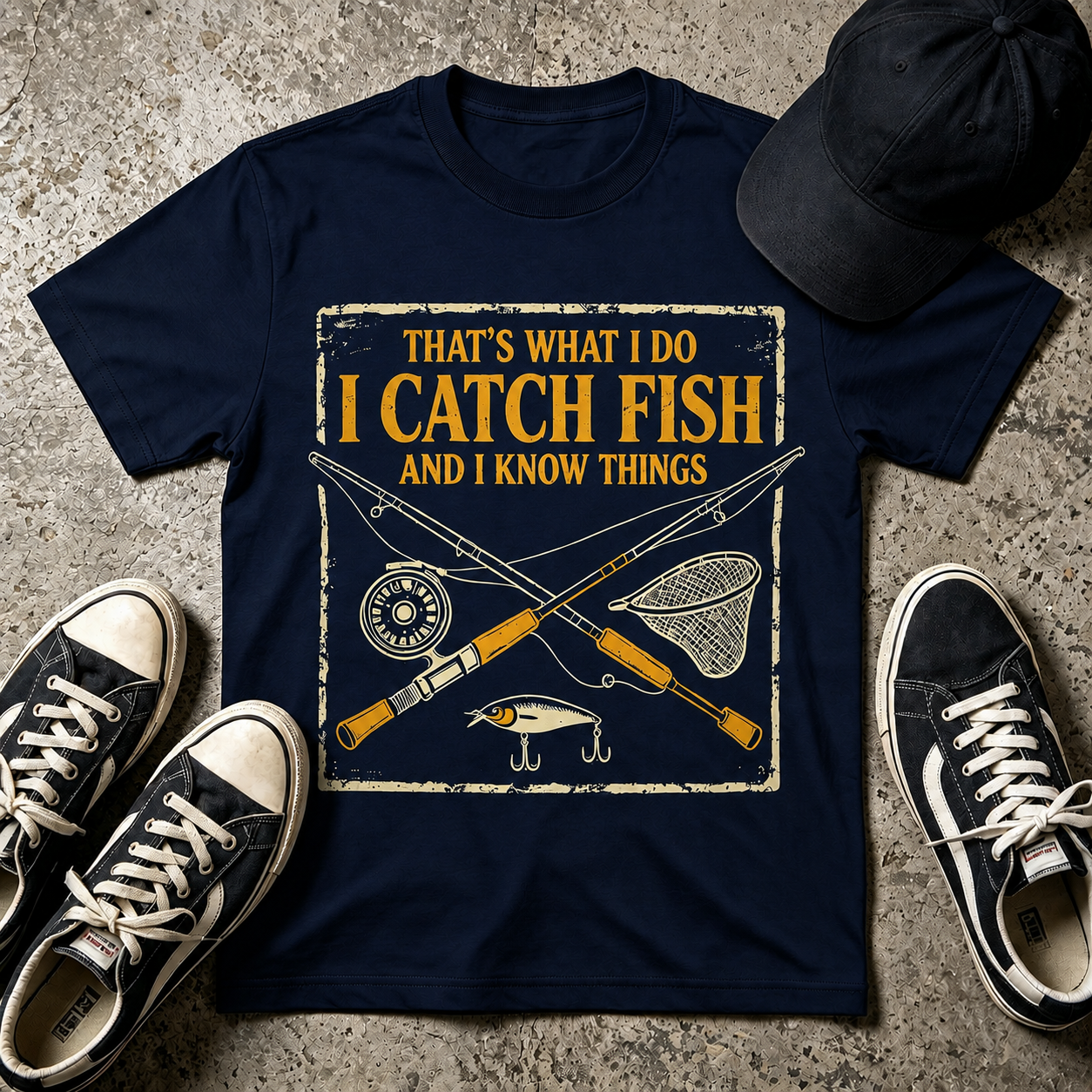 Fishing T-Shirt — "That's What I Do I Catch Fish and I Know Things" Funny Angler Tee
