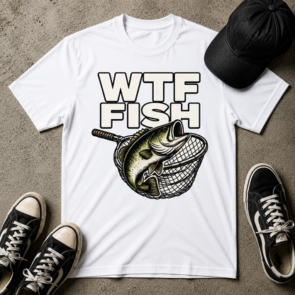 WTF Fish T-Shirt — Funny Retro Fishing Graphic Tee for Anglers
