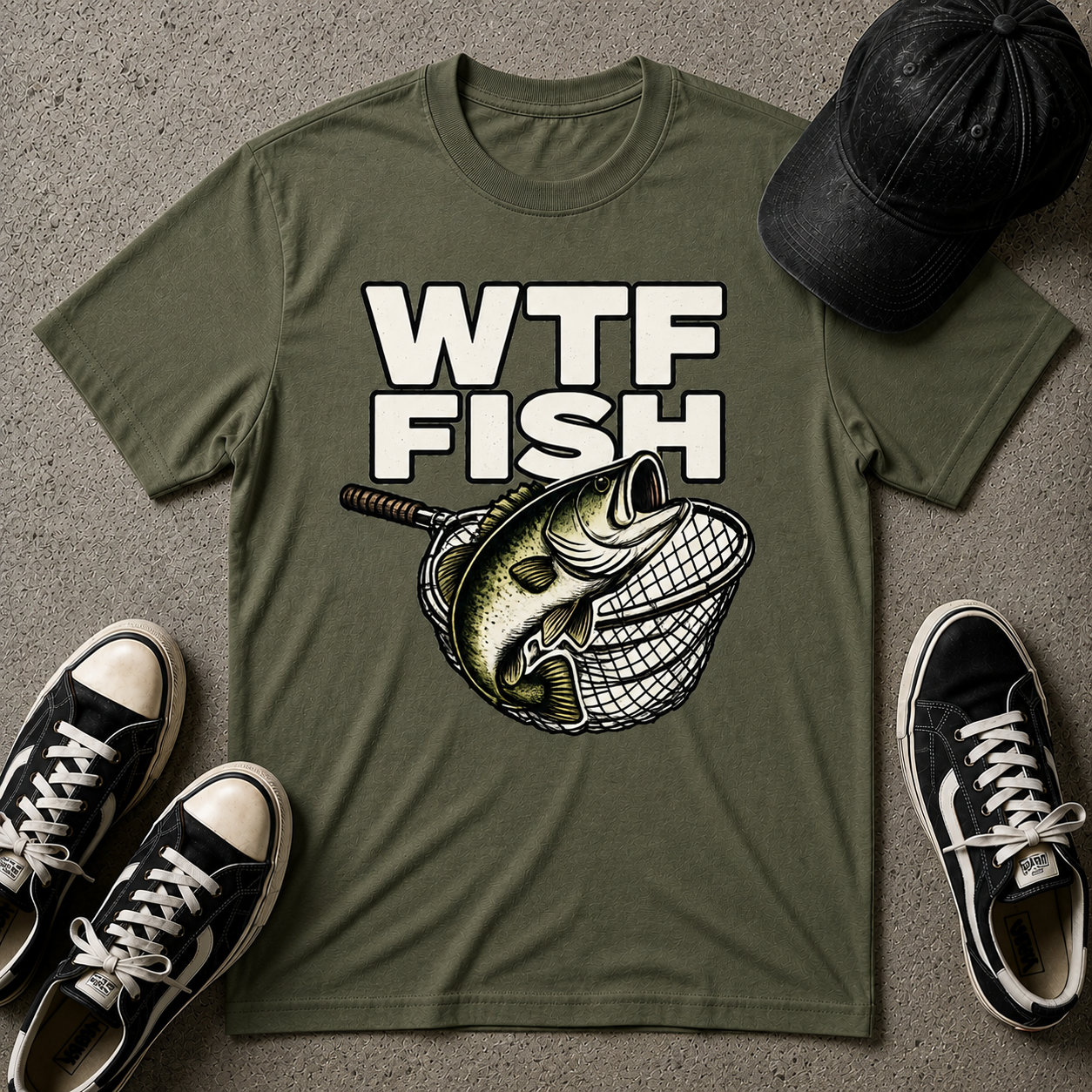WTF Fish T-Shirt — Funny Retro Fishing Graphic Tee for Anglers