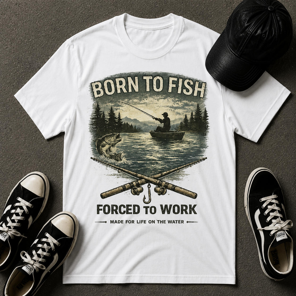 Born to Fish T-Shirt — Vintage Fishing Tee for Anglers