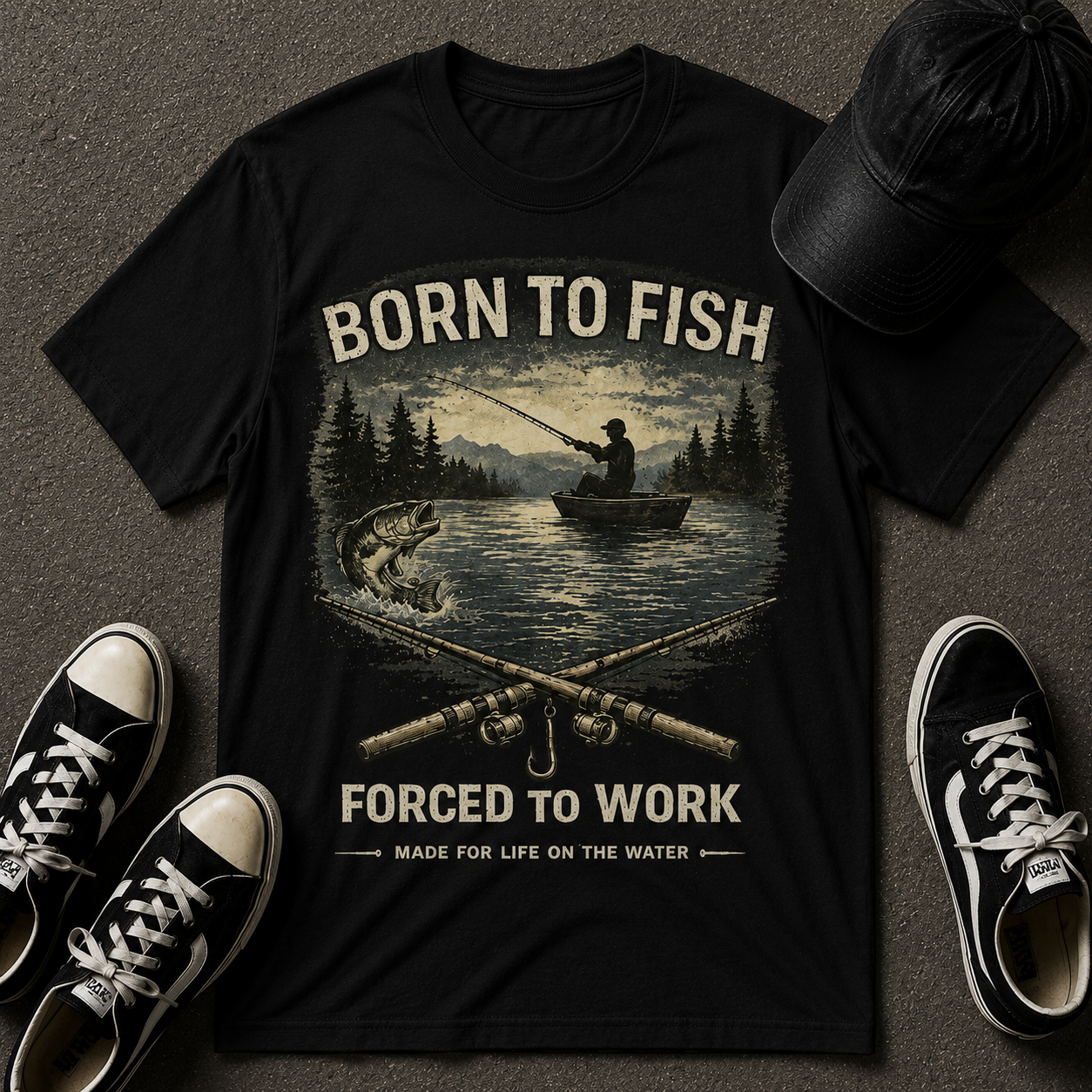 Born to Fish T-Shirt — Vintage Fishing Tee for Anglers