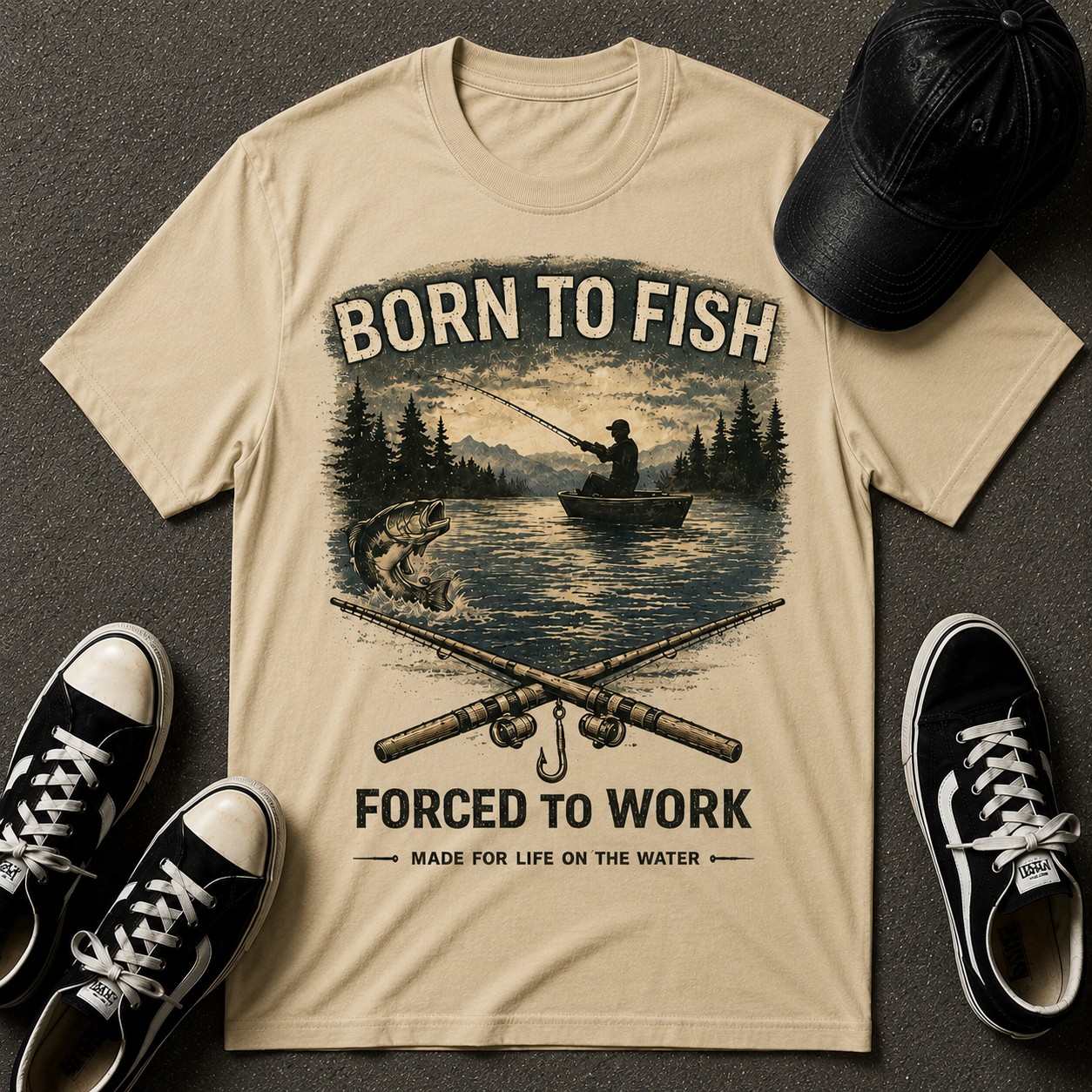 Born to Fish T-Shirt — Vintage Fishing Tee for Anglers