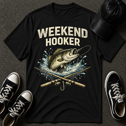 Fishing T-Shirt — "Weekend Hooker" Graphic Tee for Anglers