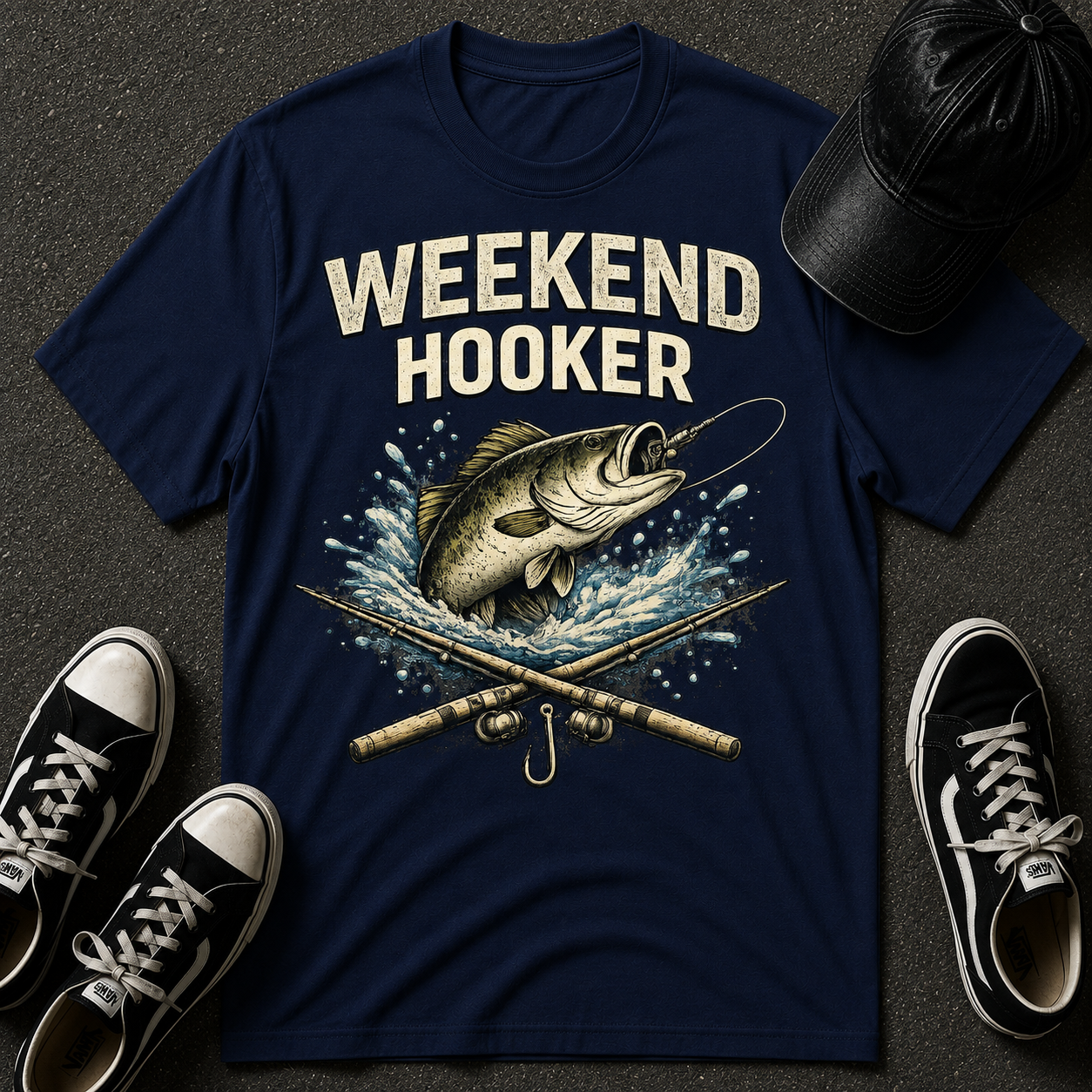 Fishing T-Shirt — "Weekend Hooker" Graphic Tee for Anglers