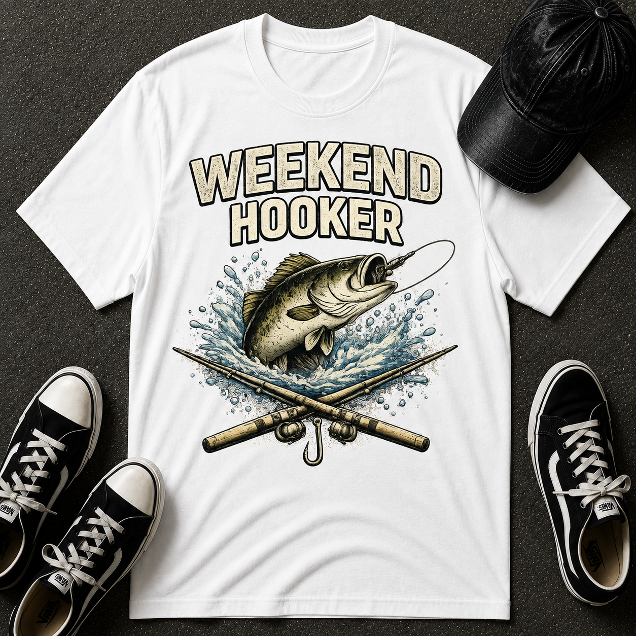 Fishing T-Shirt — "Weekend Hooker" Graphic Tee for Anglers