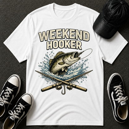 Fishing T-Shirt — "Weekend Hooker" Graphic Tee for Anglers