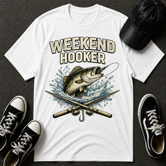 Fishing T-Shirt — "Weekend Hooker" Graphic Tee for Anglers