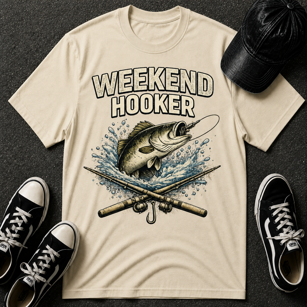 Fishing T-Shirt — "Weekend Hooker" Graphic Tee for Anglers