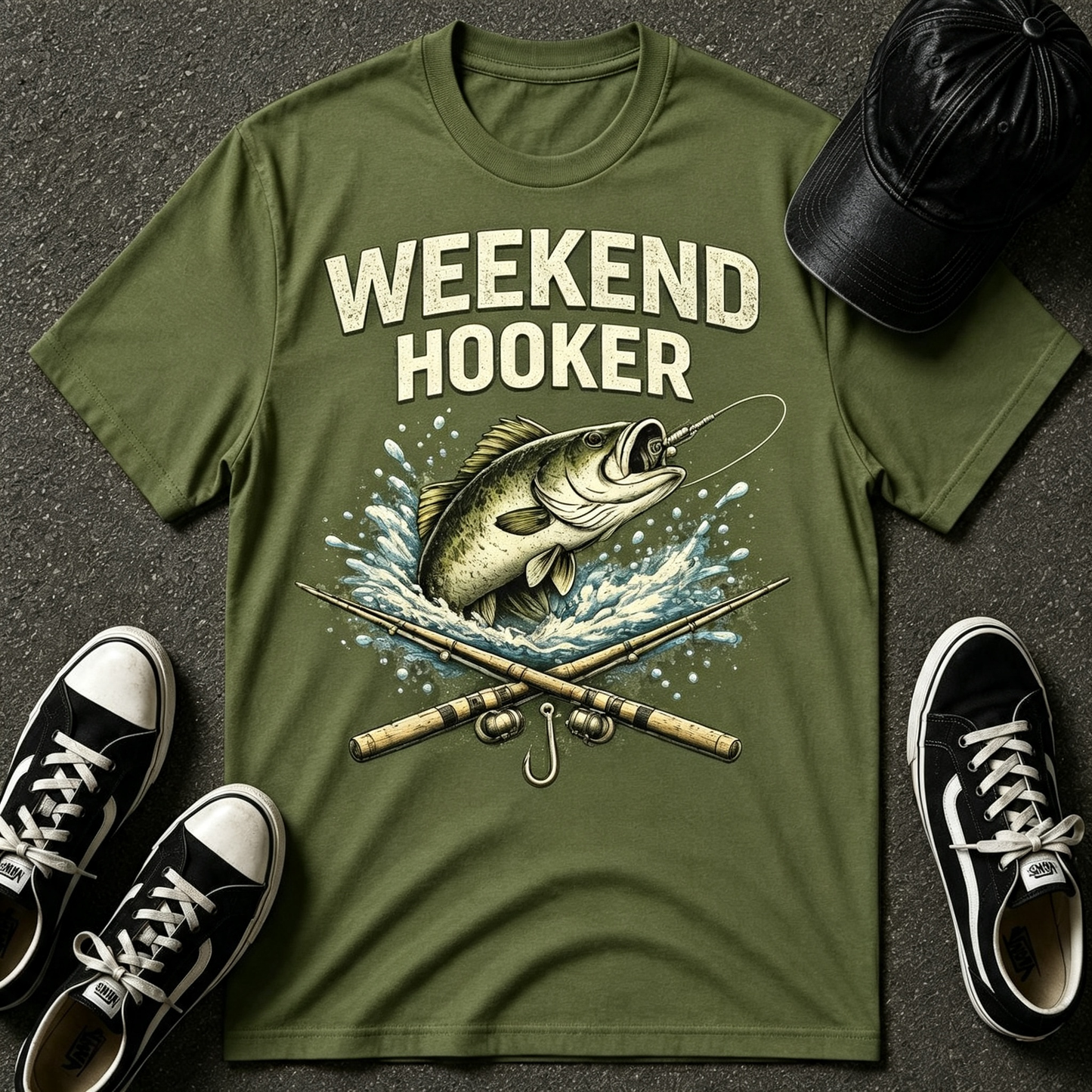 Fishing T-Shirt — "Weekend Hooker" Graphic Tee for Anglers