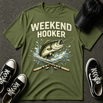 Fishing T-Shirt — "Weekend Hooker" Graphic Tee for Anglers