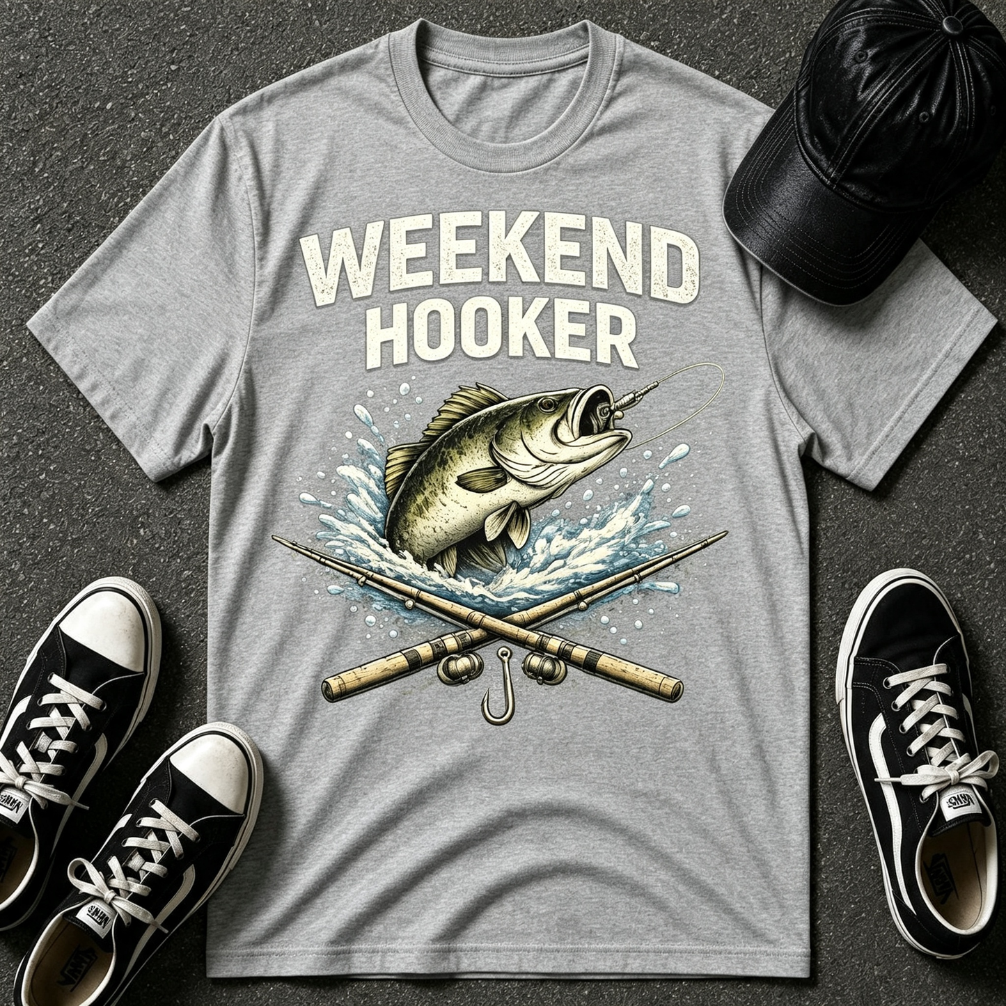 Fishing T-Shirt — "Weekend Hooker" Graphic Tee for Anglers