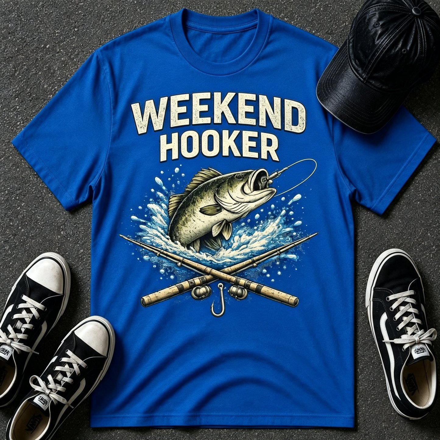Fishing T-Shirt — "Weekend Hooker" Graphic Tee for Anglers