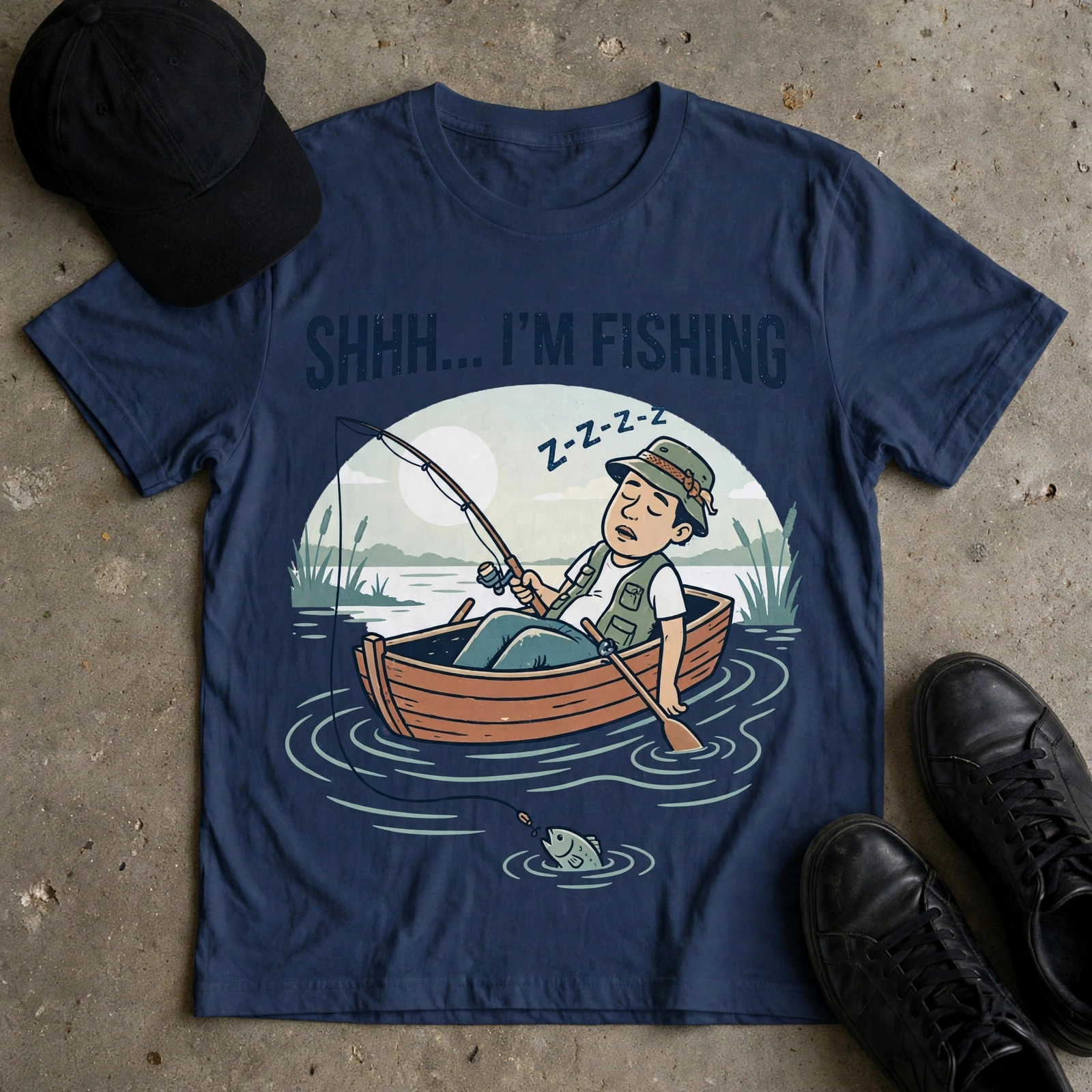 Fishing T-Shirt — "Shhh... I'm Fishing" Relaxed Boat Angler Tee