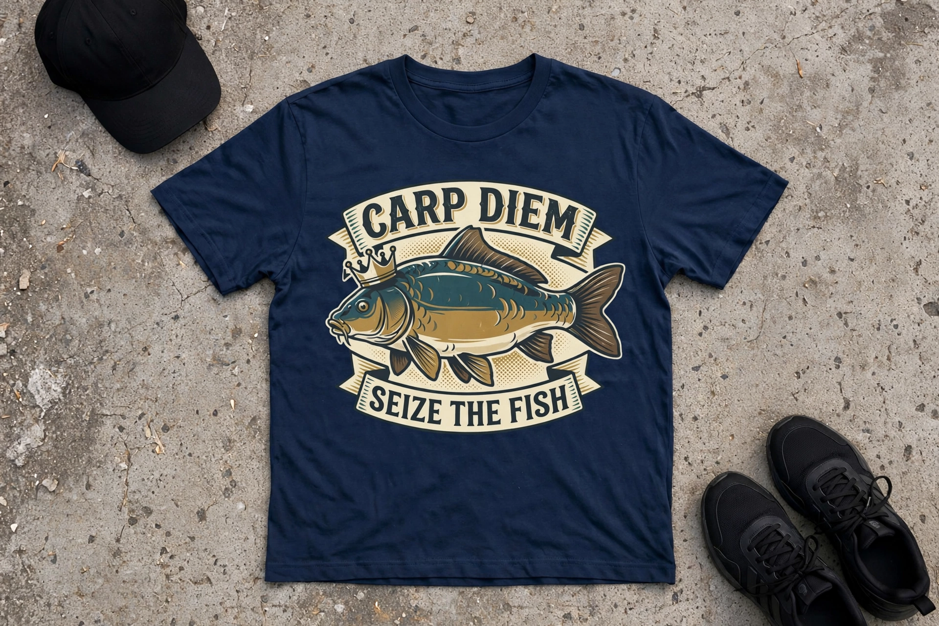 T-Shirt — "Carp Diem: Seize the Fish" Fishing Graphic Tee