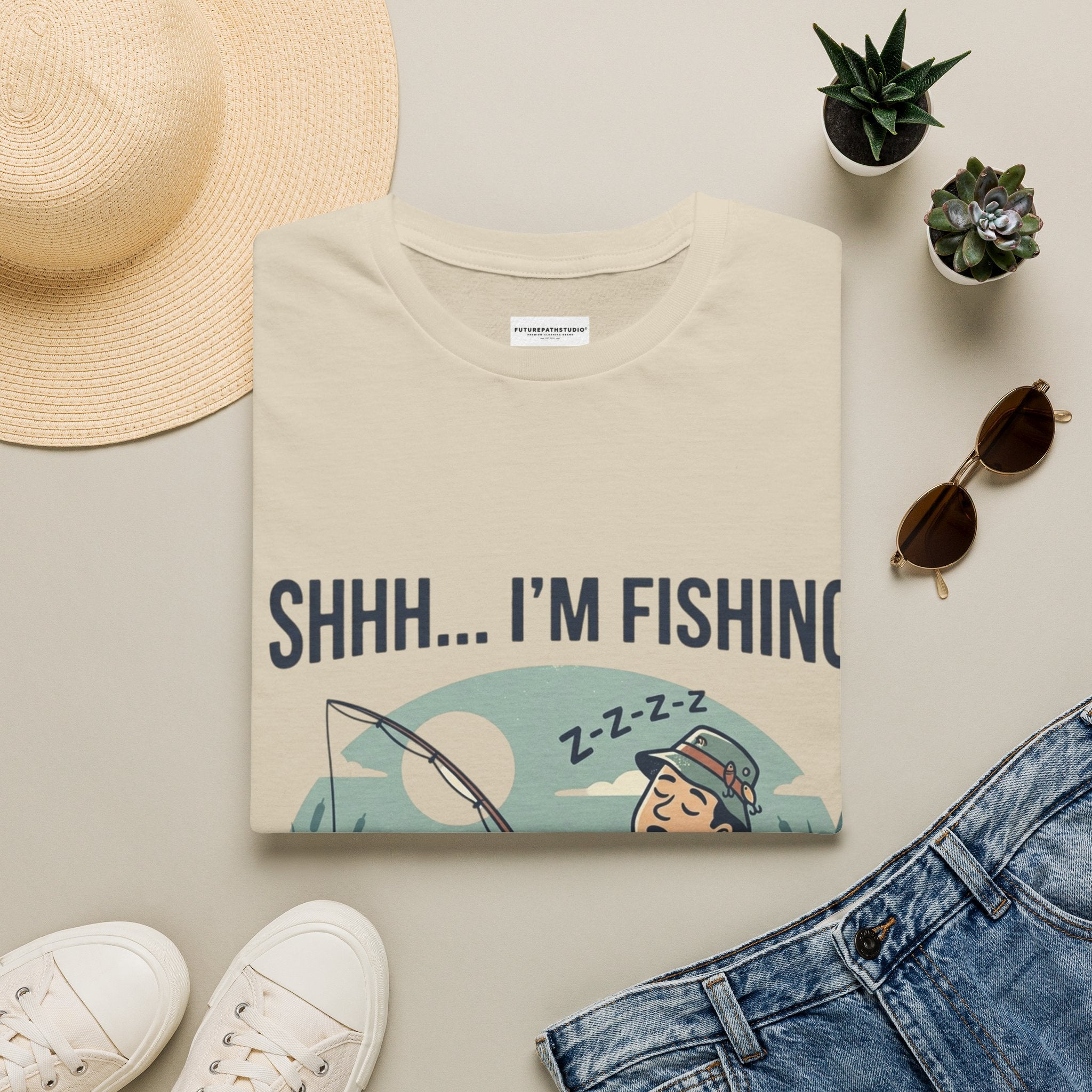 Fishing T-Shirt — "Shhh... I'm Fishing" Relaxed Boat Angler Tee